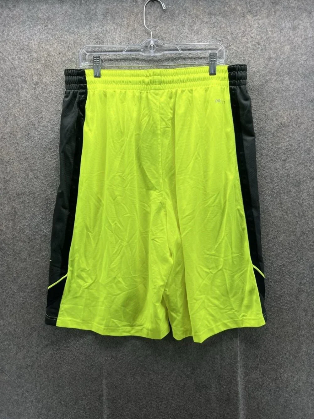 Nike Dri Fit Shorts Mens 2XL Yellow Black Basketball Mesh Colorblock 11 Inseam